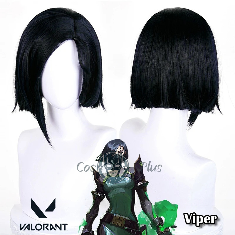 Anime Cosplay Girl With Black Hair - Game Valorant Viper Cosplay Wig Sabine