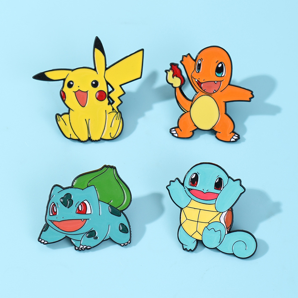 Anime Cosplay Pokemon - 4Pcs Pokemon Enamel Pins Set, Cute