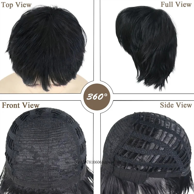 Synthetic Hair Short Black Wig - Anime Cosplay Girl With Black Hair 评论和价格