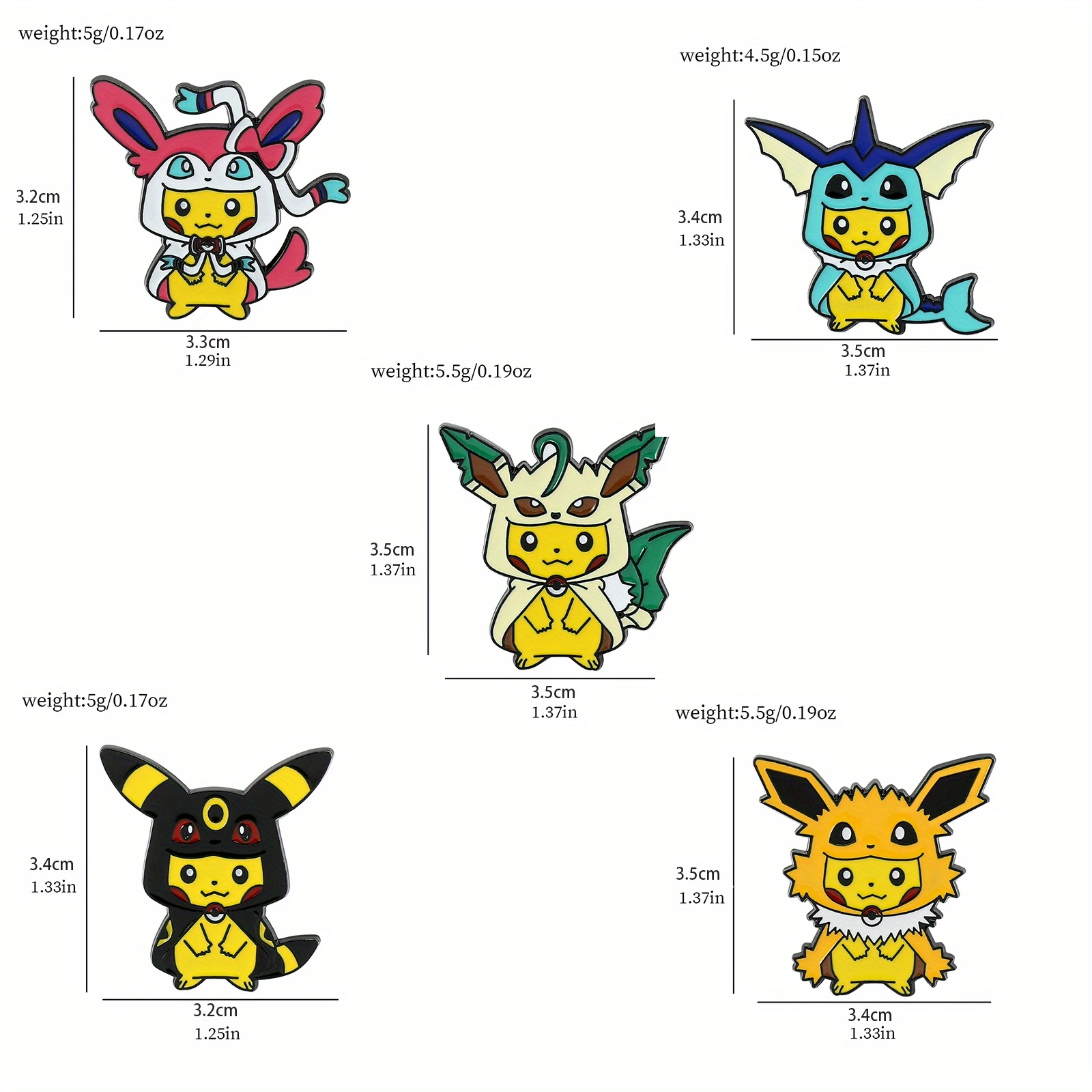 9 Pcs Creative Cartoon Brooch  - Anime Cosplay Pokemon 评论和价格
