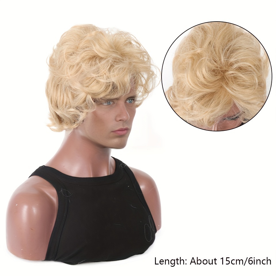 Mens Blonde Wig Short Wavy Flu - Anime Cosplay And Costumes 评论和价格