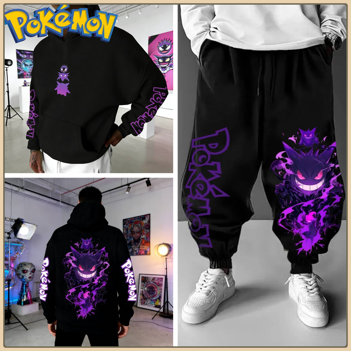 Black Hoodie and Pants Set wit - Anime Cosplay Pokemon 评论和价格